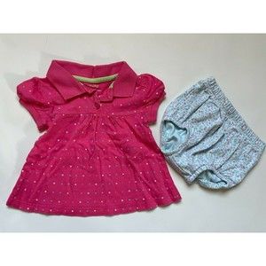 Girl's Size 3M 0-3 Months 2 Piece Pink Greendog Top & Blue Carter's DC Baby